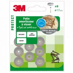 Patins Amortisseurs à Visser En Plastique Transparent Ø17mm (x8) 3M
