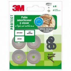 Patins Amortisseurs à Visser En Plastique Transparent Ø25mm (x4) 3M