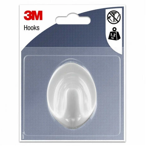 Crochet Adhésif - Ovale - Blanc - Grand Modèle 3M 3 Crochet Adhésif - Ovale - Blanc - Grand Modèle 3M