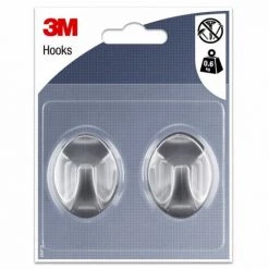 Crochets Adhésifs - Ovale - Gris - Moyen Modèle (x2) 3M