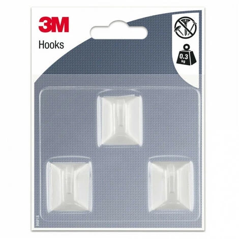 Crochets Adhésifs - Rectangle - Blanc - Petit Modèle (x3) 3M 3 Crochets Adhésifs - Rectangle - Blanc - Petit Modèle (x3) 3M