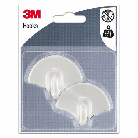 Crochets Adhésifs - éventail - Blanc (x2) 3M 3 Crochets Adhésifs - éventail - Blanc (x2) 3M