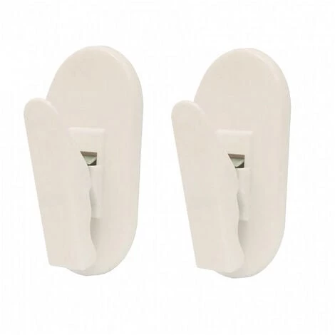 Crochets Adhésifs - Ovale - Pince - Blanc (x2) 3M 4 Crochets Adhésifs - Ovale - Pince - Blanc (x2) 3M – Image 2