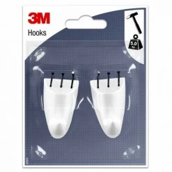 Crochets à Clouer - Spécial Plâtre - Blanc - Moyen Modèle (x2) 3M