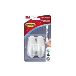 3M COMMAND PACK DE 2 CROCHETS MOYENS AVEC 4 LANGUETTES RÉSISTANTES À L'EAU EN PLASTIQUE 1,4 KG BLANC