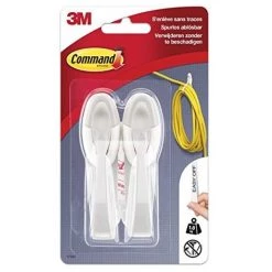3M COMMAND PACK DE 2 CROCHETS MOYENS AVEC 2 LANGUETTES MOYENNES POUR ORGANISER DE CÂBLES 1 KG