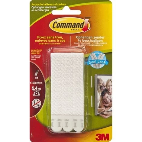 3M COMMAND PACK DE 4 X 2 LANGUETTES ÉTROITES POUR ACCROCHAGE DE TABLEAUX AVEC BORDS 5,4 KG 4 3M COMMAND PACK DE 4 X 2 LANGUETTES ÉTROITES POUR ACCROCHAGE DE TABLEAUX AVEC BORDS 5,4 KG – Image 2