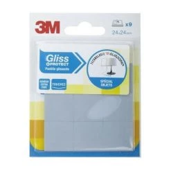 3M Lot De 9 Pastilles Glissantes Adhésives Glisdome Gris 24mmX24mm