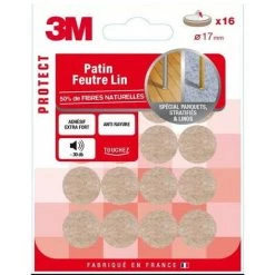 3M Patins Feutres Lin Adhésif Naturel - Quantité: 16 - Ø (en Mm): 17