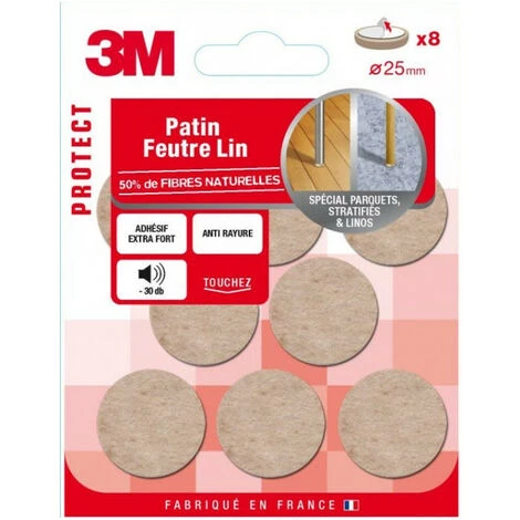3M Patins Feutres Lin Adhésif Naturel - Quantité: 16 - Ø (en Mm): 17 5 3M Patins Feutres Lin Adhésif Naturel - Quantité: 16 - Ø (en Mm): 17 – Image 3