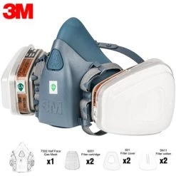 3M 7502 De Securite Respirateurs Demi-Masque Visage Avec Filtre Cartouche Masques Coton Couverture Gaz Gaz Acide De Vapeurs Organiques Protection Formaldehyde Pour L'Industrie Chimique Peinture, 1#
