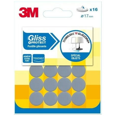 3M Pastille Glissante Adhésive Glisdome Gris - Ø (en Mm): 22 - Vide: 9 3 3M Pastille Glissante Adhésive Glisdome Gris - Ø (en Mm): 22 - Vide: 9
