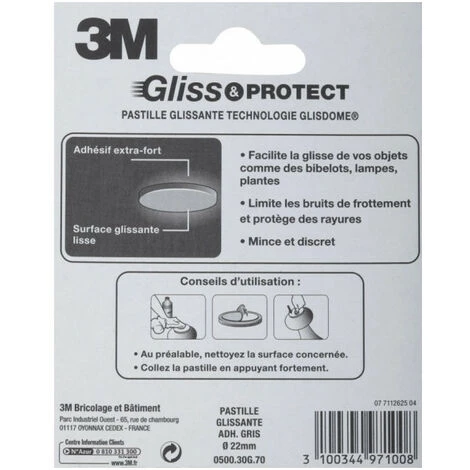 3M Pastille Glissante Adhésive Glisdome Gris - Ø (en Mm): 22 - Vide: 9 4 3M Pastille Glissante Adhésive Glisdome Gris - Ø (en Mm): 22 - Vide: 9 – Image 2