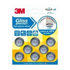 3M Patin Glisseur Alvéolé Glisdome Gris - Quantité: 4 - Ø (en Mm): 30