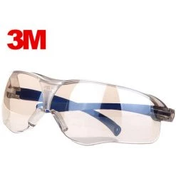 3M 10436 Lunettes Anti-chocs, Lunettes Coupe-vent Et Anti-poussiere De Sable, Verres Transparents, Branches Bleues, 1 Paire / Sac