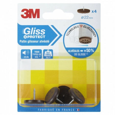 3M Patin Glisseur Alvéolé à Clouer Rond Marron (x4) - Diamètre: 19 Mm 4 3M Patin Glisseur Alvéolé à Clouer Rond Marron (x4) - Diamètre: 19 Mm – Image 2