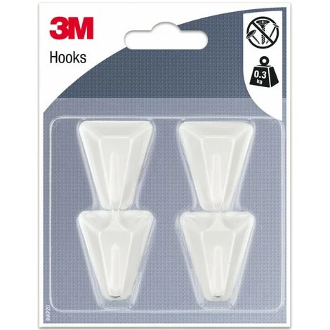 3M Crochet Adhésif Triangle Blanc 3M™ 4 Crochets. 4 3M Crochet Adhésif Triangle Blanc 3M™ 4 Crochets. – Image 2