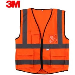 3M Gilet Reflechissant Haute Visibilite, Gilet De Securite Cycliste, Avec Poches Et Design Zippe, Orange Fluo, Taille Xxl