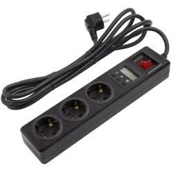 Bloc Multiprise 3 Prises Type F Schuko EU + Écran 3m Noir - Noir