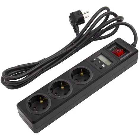 Bloc Multiprise 3 Prises Type F Schuko EU + Écran 3m Noir - Noir 3 Bloc Multiprise 3 Prises Type F Schuko EU + Écran 3m Noir - Noir