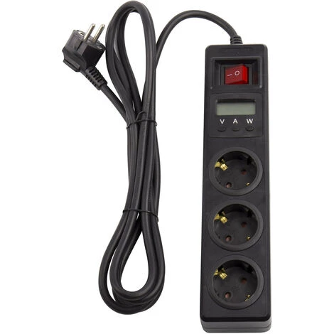 Bloc Multiprise 3 Prises Type F Schuko EU + Écran 3m Noir - Noir 4 Bloc Multiprise 3 Prises Type F Schuko EU + Écran 3m Noir - Noir – Image 2