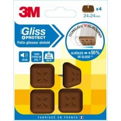 3M Lot De 4 Patins En Plastique, 24x24mm