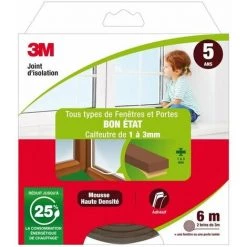 3M Joint Porte/Fenêtre Universel Joint Bon Etat 1 à 3 Mm X 6 M Marron