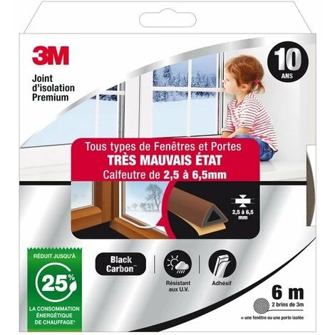 3M Joint Porte/Fenêtre Très Mauvais Etat Premium 2,5 À 6,5 Mm X 6m Marron 2 3M Joint Porte/Fenêtre Très Mauvais Etat Premium 2,5 À 6,5 Mm X 6m Marron
