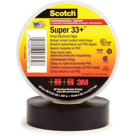 Ruban Isolant 3M Scotch Super 33+ En PVC Noir 6m X 19mm X 0.18mm ( Prix Pour 1 ) 3 Ruban Isolant 3M Scotch Super 33+ En PVC Noir 6m X 19mm X 0.18mm ( Prix Pour 1 )