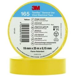 3M Temflex™ 165 165YL6E Ruban Isolant Temflex™ 165 Jaune (L X L) 25 M X 19 Mm 1 Pc(s)