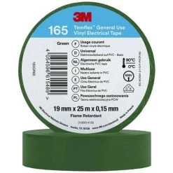 3M Temflex™ 165 165GR6E Ruban Isolant Temflex™ 165 Vert (L X L) 25 M X 19 Mm 1 Pc(s)