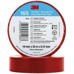 3M Temflex™ 165 165RD6E Ruban Isolant Temflex™ 165 Rouge (L X L) 25 M X 19 Mm 1 Pc(s)
