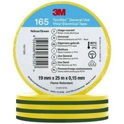 3M Temflex™ 165 165YG6E Ruban Isolant Temflex™ 165 Jaune (L X L) 25 M X 19 Mm 1 Pc(s)