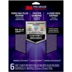 Feuilles Abrasives 3M Pro-Grade Precision Grains Assortis 80-150-220 6pcs/paquet