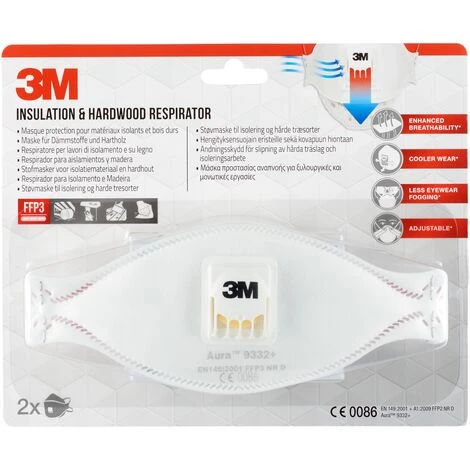 Masque Antipoussière FFP3 Avec Soupape Aura 3M 4 Masque Antipoussière FFP3 Avec Soupape Aura 3M – Image 2