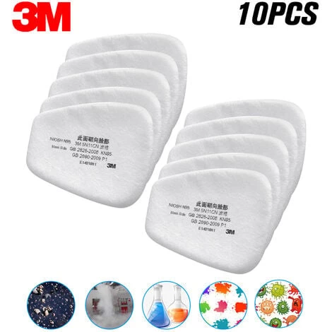 3M 5N11 10PCS Filtre Coton N95 Filtre à Particules Pour Masque à Gaz Respirateur Utilisation Avec Couvercle De Filtre 501 Et Cartouches Filtrantes De La Série 6000 3 3M 5N11 10PCS Filtre Coton N95 Filtre à Particules Pour Masque à Gaz Respirateur Utilisation Avec Couvercle De Filtre 501 Et Cartouches Filtrantes De La Série 6000